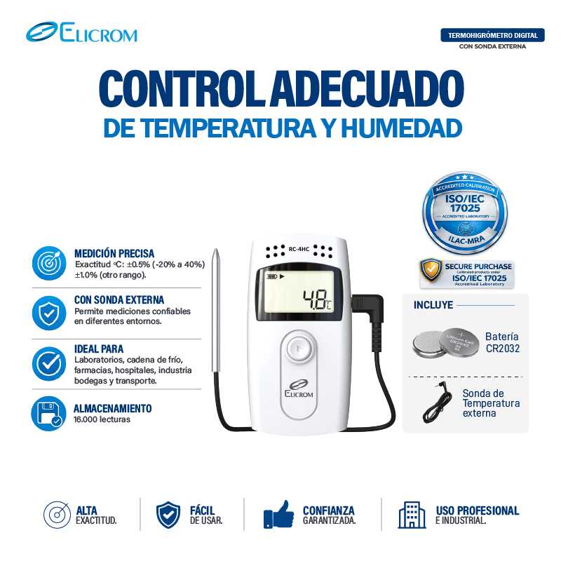 Datalogger de temperatura y humedad con sonda externa - Imagen 2