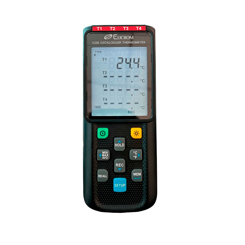 Termómetro datalogger de 4 canales, tipo K J E T - ELICROM