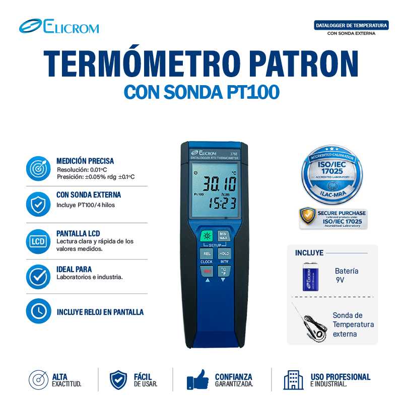 Termómetro patrón 0.01 °C con RTD - ELICROM