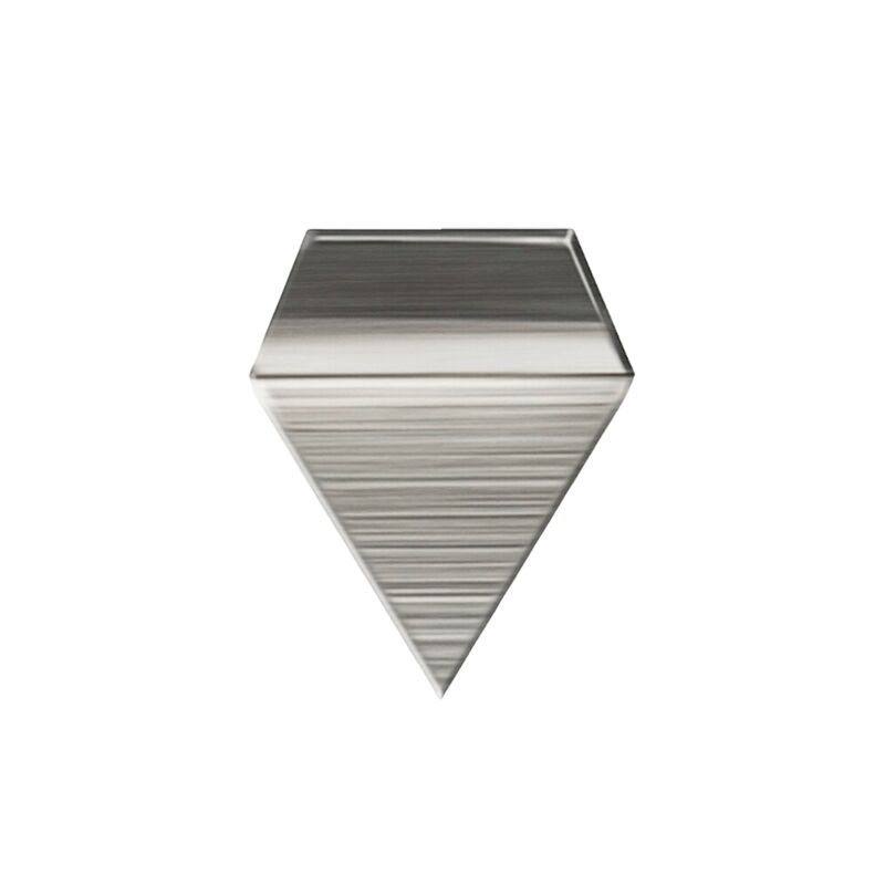 Pesa 1 mg Clase E2 de acero inoxidable - ELICROM Brushed metal diamond shape pointing downward on a white background, like a decorative emblem.