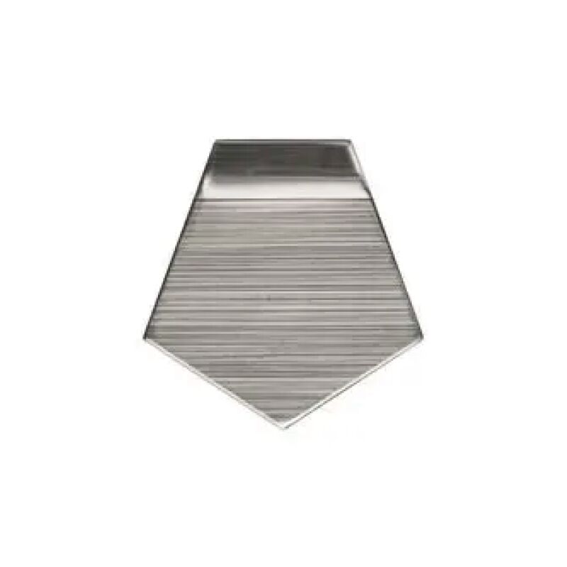 Pesa 5 mg Clase F1 de acero inoxidable - ELICROM Shiny metal tie-shaped object with horizontal grooves.